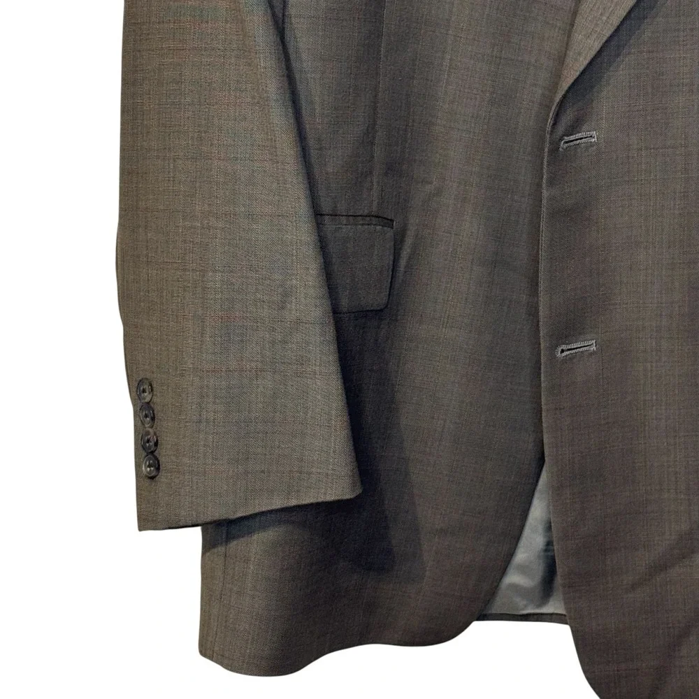 Hart Schaffner Marx Mens Blazer Suit  100% Wool Windowpane 2-Button Ventless 42R